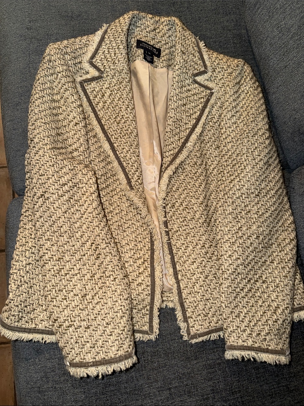 Jones New York Tweed Fringe-Trim Blazer